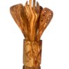 Olive Wood Kitchen Servers Set w/Holder -6 Pcs