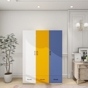 Doors Bedroom Armoire Wardrobe Closet Cabinet, Wardrobe Closet with Hanging Rod, Wood Closet Wardrobe for Large Storage, Armoires and Wardrobes with Drawers Wooden -- 2 Packages