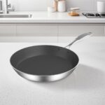 SOGA Stainless Steel Fry Pan 32cm Frying Pan Induction FryPan Non Stick Interior